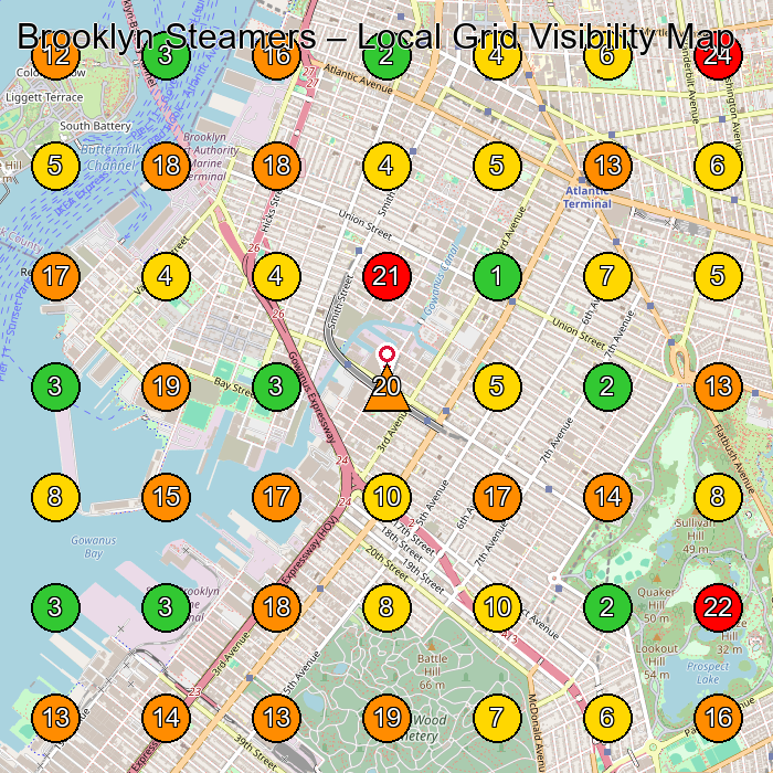 Brooklyn Steamers Carpet Cleaning Service GeoGrid ranking map for Brooklyn NY